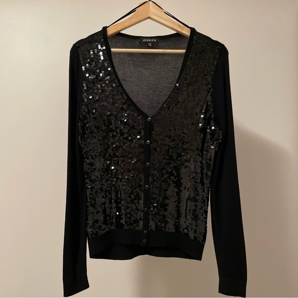 Jessica sequin-embellished V-neck cardigan - Picture 1 of 7